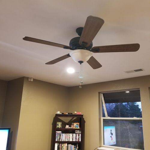 Ceiling fans and recessed can lights no problem 