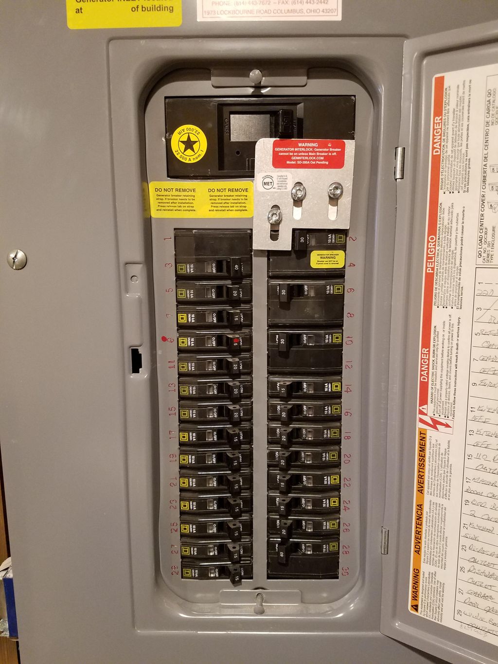 Square D generator interlock 