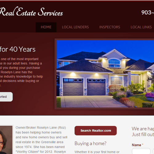 Lane Real Estate Services website. Website has all