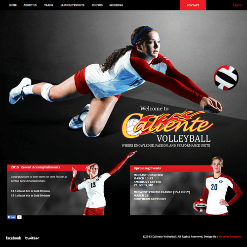 Web design for Caliente Volleyball. www.clubcalien