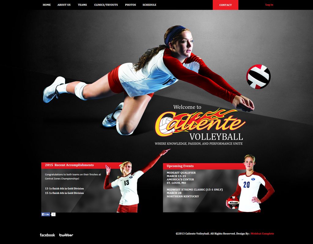 Web design for Caliente Volleyball. www.clubcalien