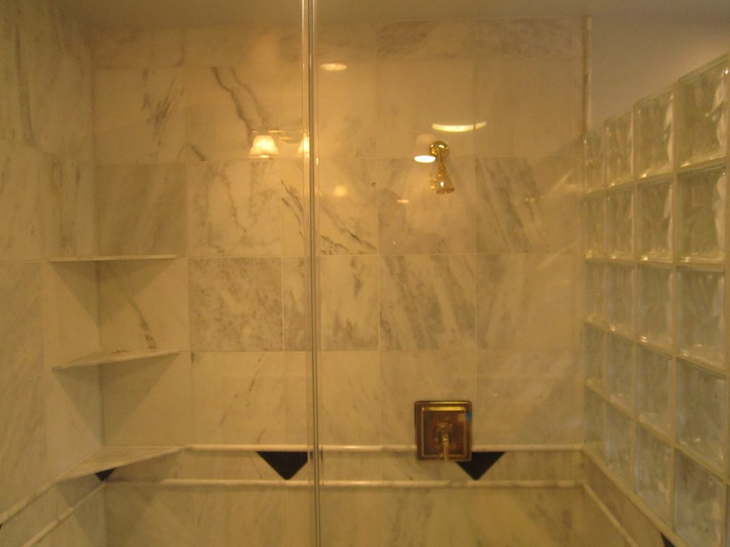 Perry Bathroom Remodeled in  White Marble with all