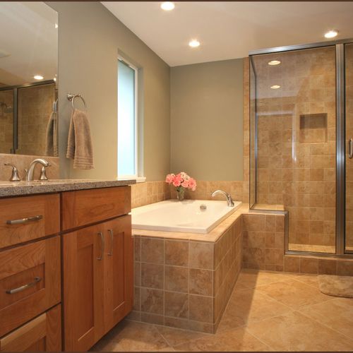 Beautiful Bathroom Remodel;  I did plumbing work.