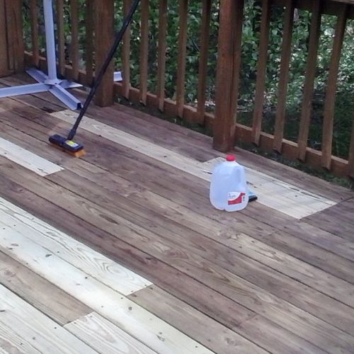 Repair of worn deck and later stained.