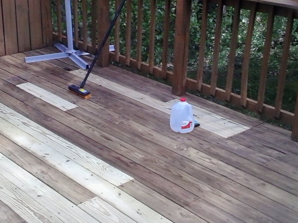 Repair of worn deck and later stained.