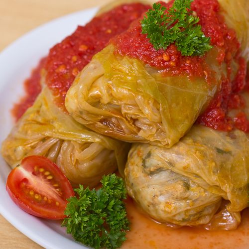 cabbage stuffed with  beef rolls