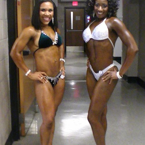 Two of my clients I trained for a figure competiti