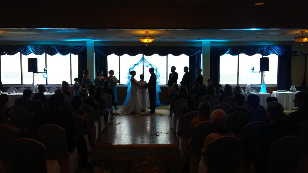 Blue wash lights for ceremony.