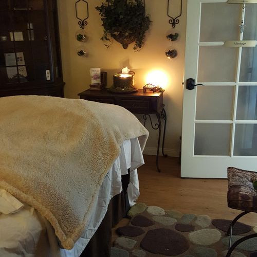 Treatment room for Facials and Reiki and  Massage.
