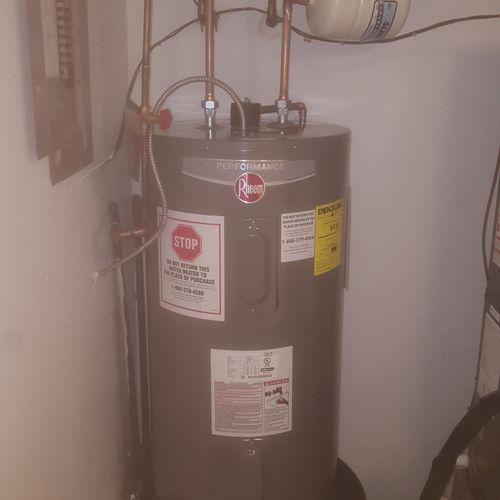 New electric water heater install with expansion t
