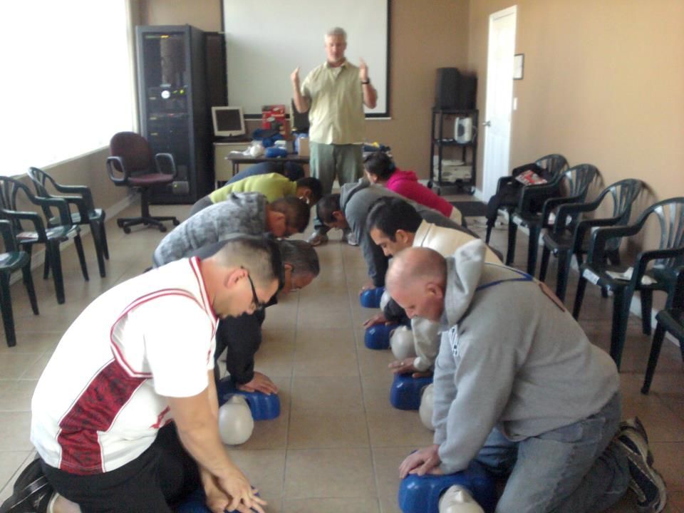 Review of compressions on an adult for an OSHA bas