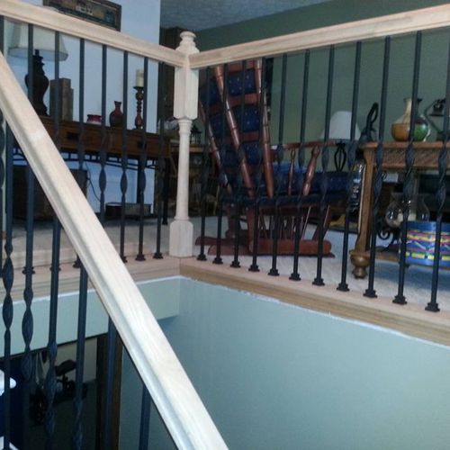 Oak and Wrought Iron railing system, installed in 