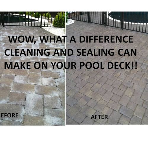 Before and After Pool Deck in Apex, NC- Wet Look S