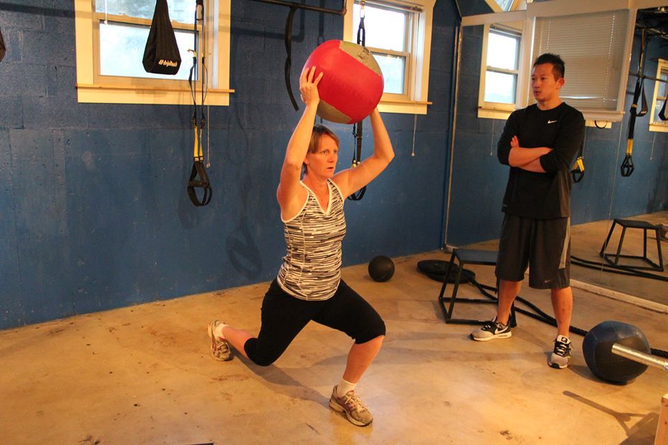 Kim working her whole body during this exercise!