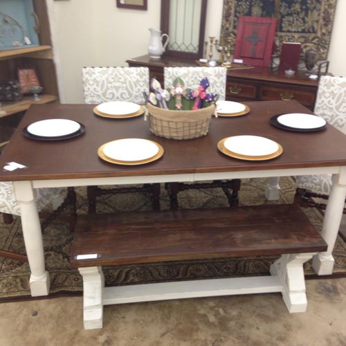 This farmhouse table was rescued and restained on 
