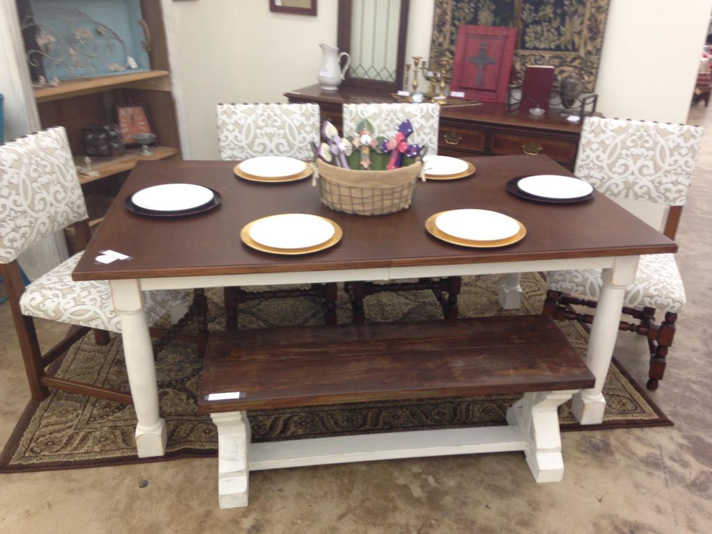 This farmhouse table was rescued and restained on 