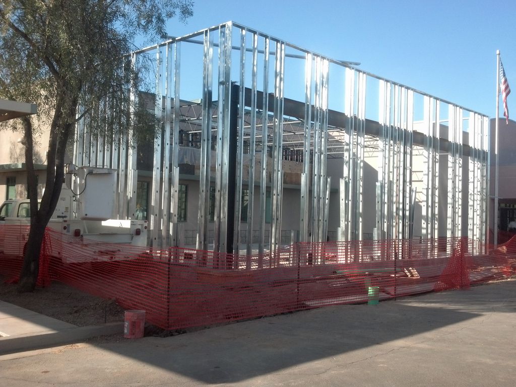 Building expansion, remodel, and metal stud framin