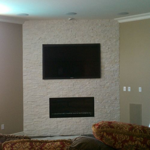 Recessed Fireplace Install & in wall Sub Woofer