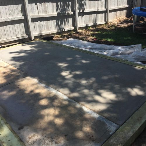 Concrete pad addition to prior work.
