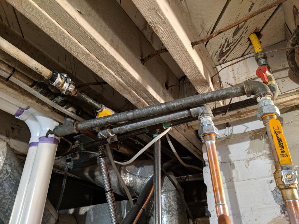 Royal Oak house - old galvanized pipe before