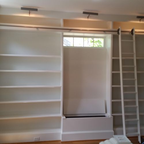 A built-in bookshelves project. With a painted whi