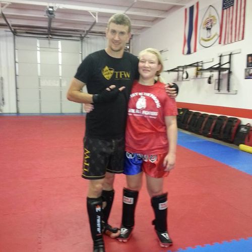 Myself and Blake before her Muay Thai title fight 
