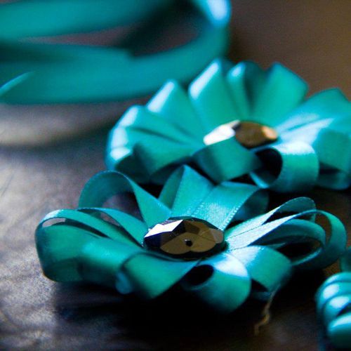 Handmade ribbon groomsmen boutonnieres