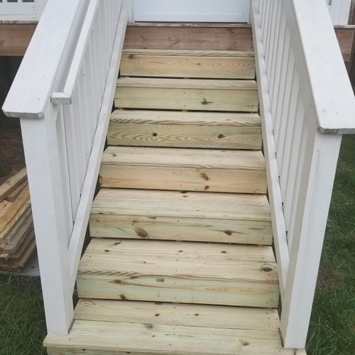 New steps installed before stain