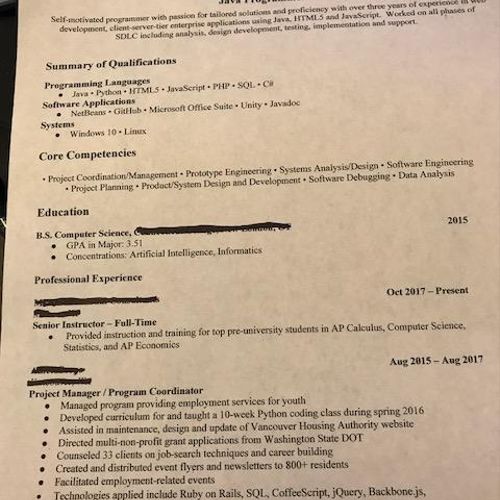 Junior Resume - Completed