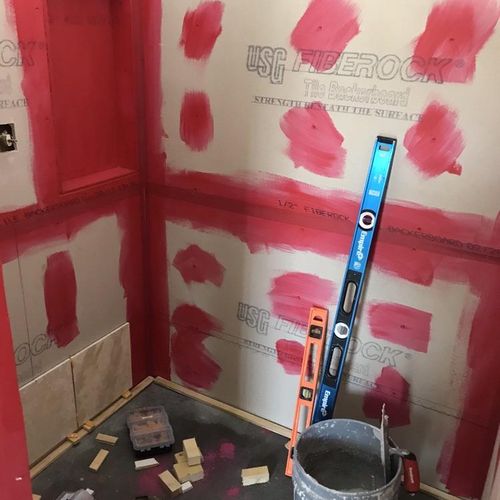 This is part of the process of a shower remodel 
