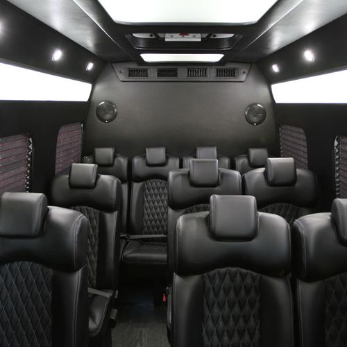 Mercedes Sprinter with shades down for privacy
