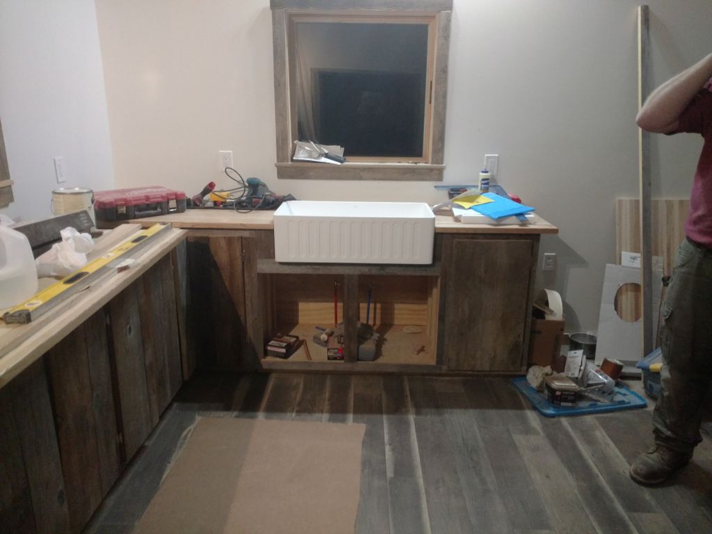 Recently installed Farmer's sink and countertops.