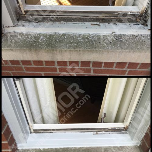 Rotten Window Sill before
and New Window Sill