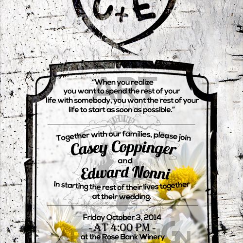 Casey Coppinger, asked me to create a wedding invi