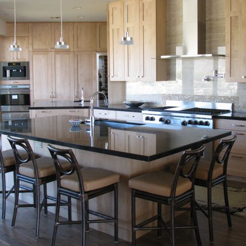 Upscale Kitchen with granite countertops. Modern c
