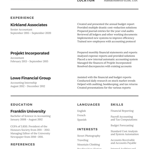 sample resume outline #4