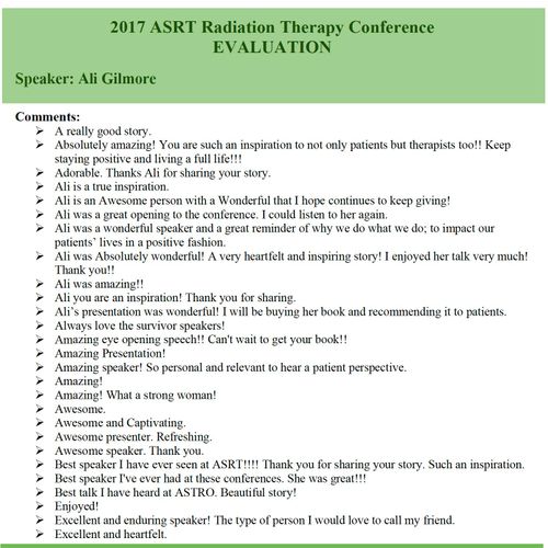 Reviews of Ali's performance at the ASRT Conferenc