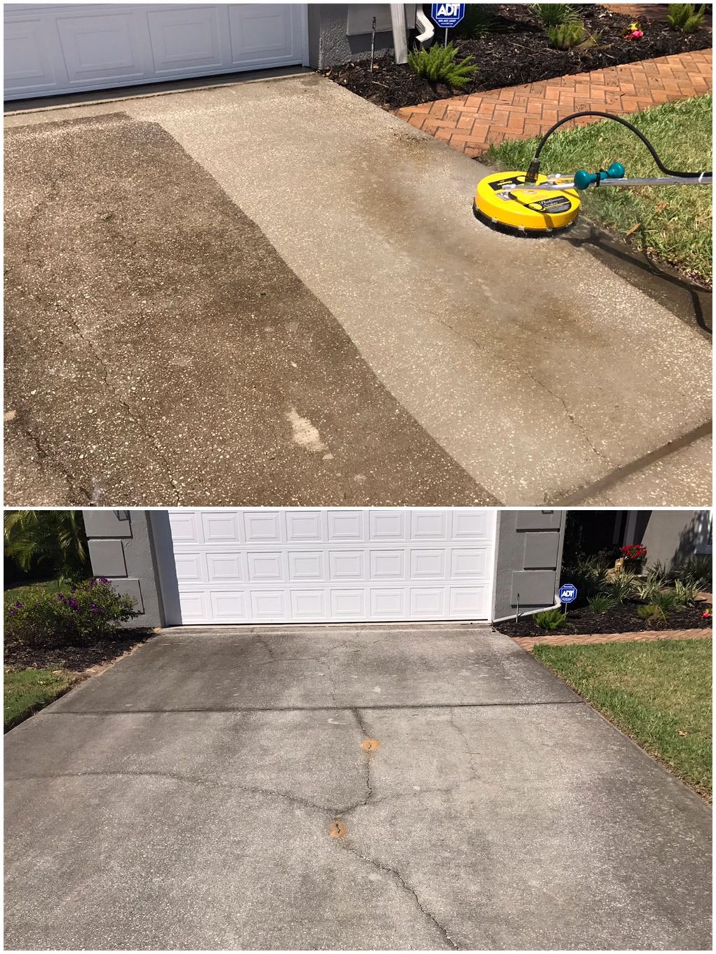 Before and in progress driveway Hot water Pressure