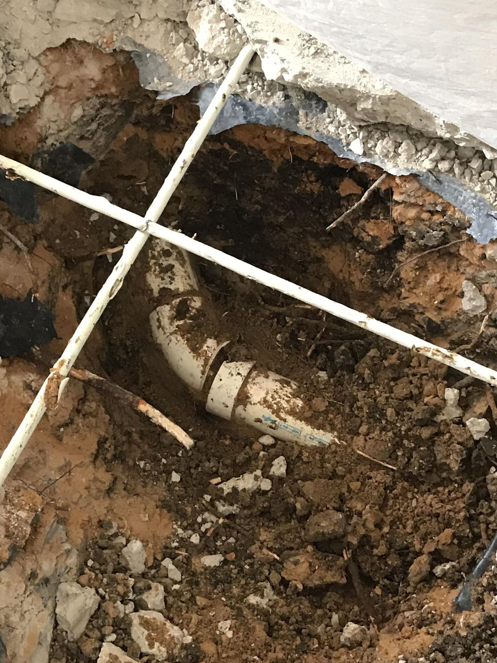 Fixing a broken pipe in the foundation. Since it w