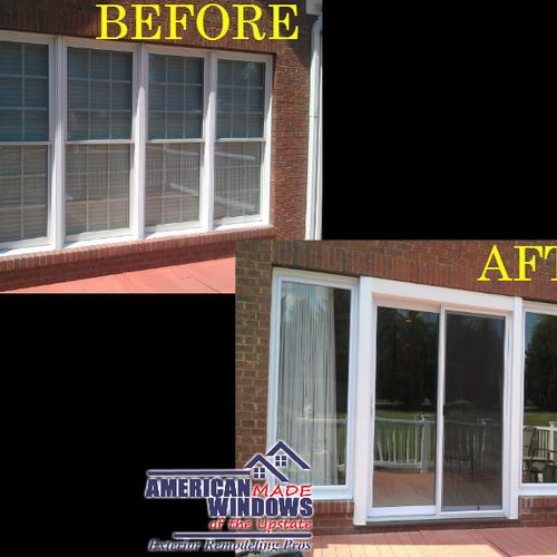 Removed 4 double hung windows & installed a Patio 