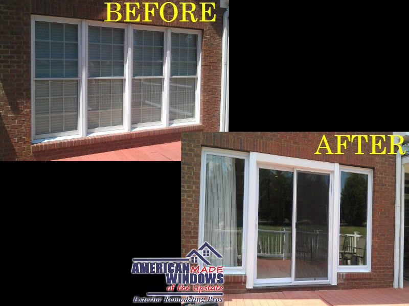 Removed 4 double hung windows & installed a Patio 