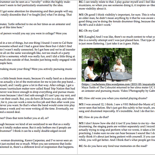 An excerpt of a musician interview I conducted and