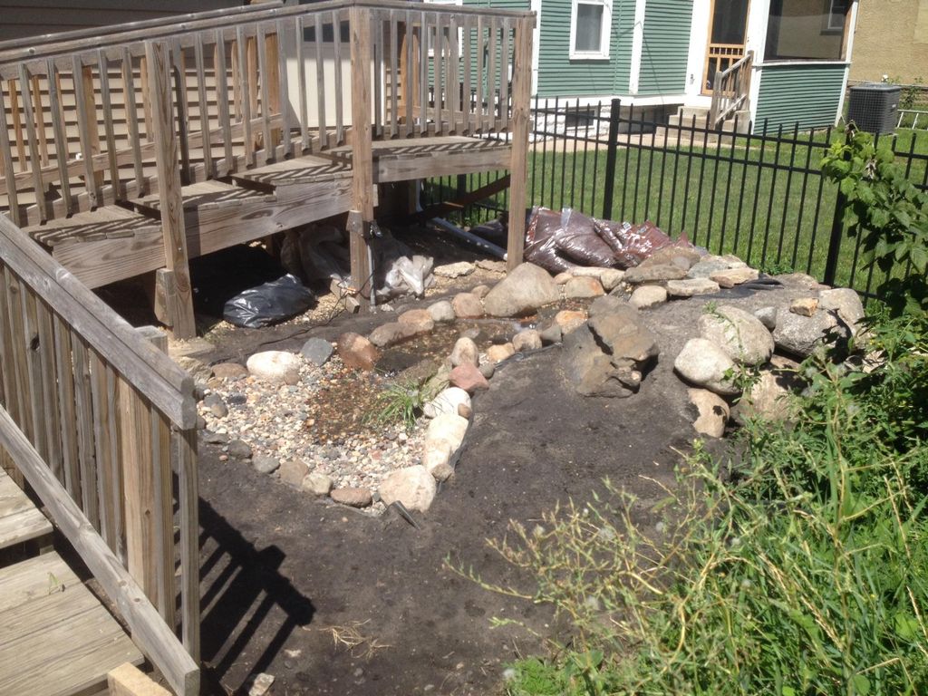 A new 6 foot pondless waterfall installed in a sma