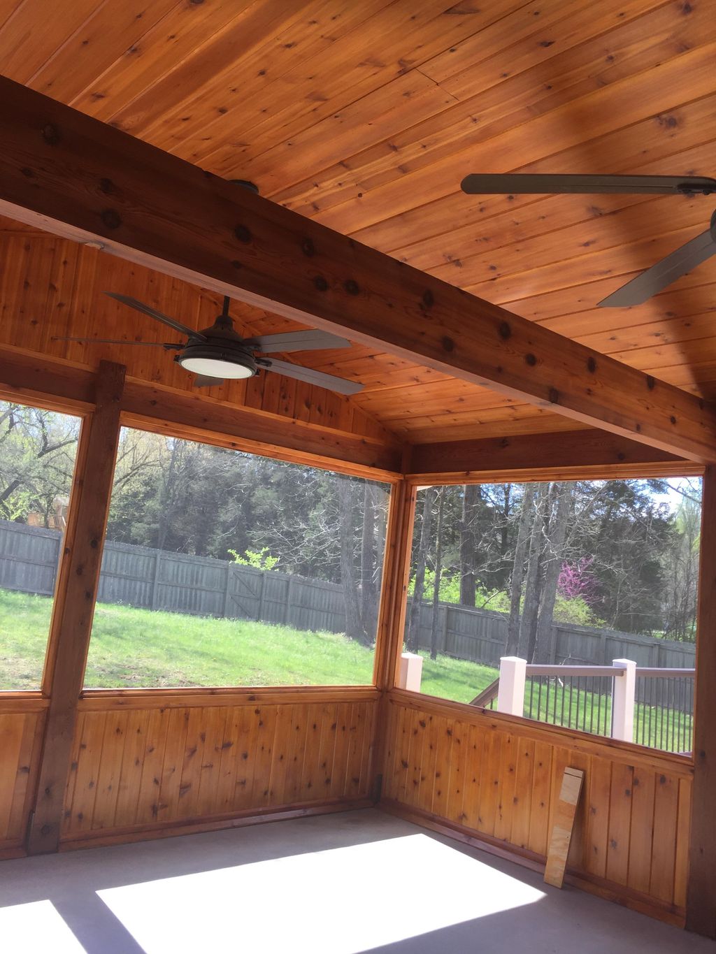 Beautiful stain job on this exterior porch