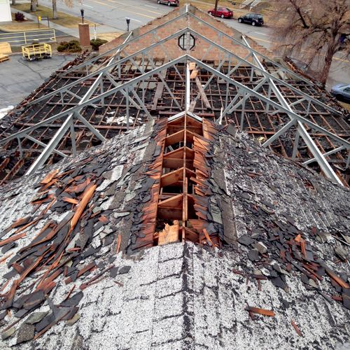 We dismantled the roof of an LDS church in Februar