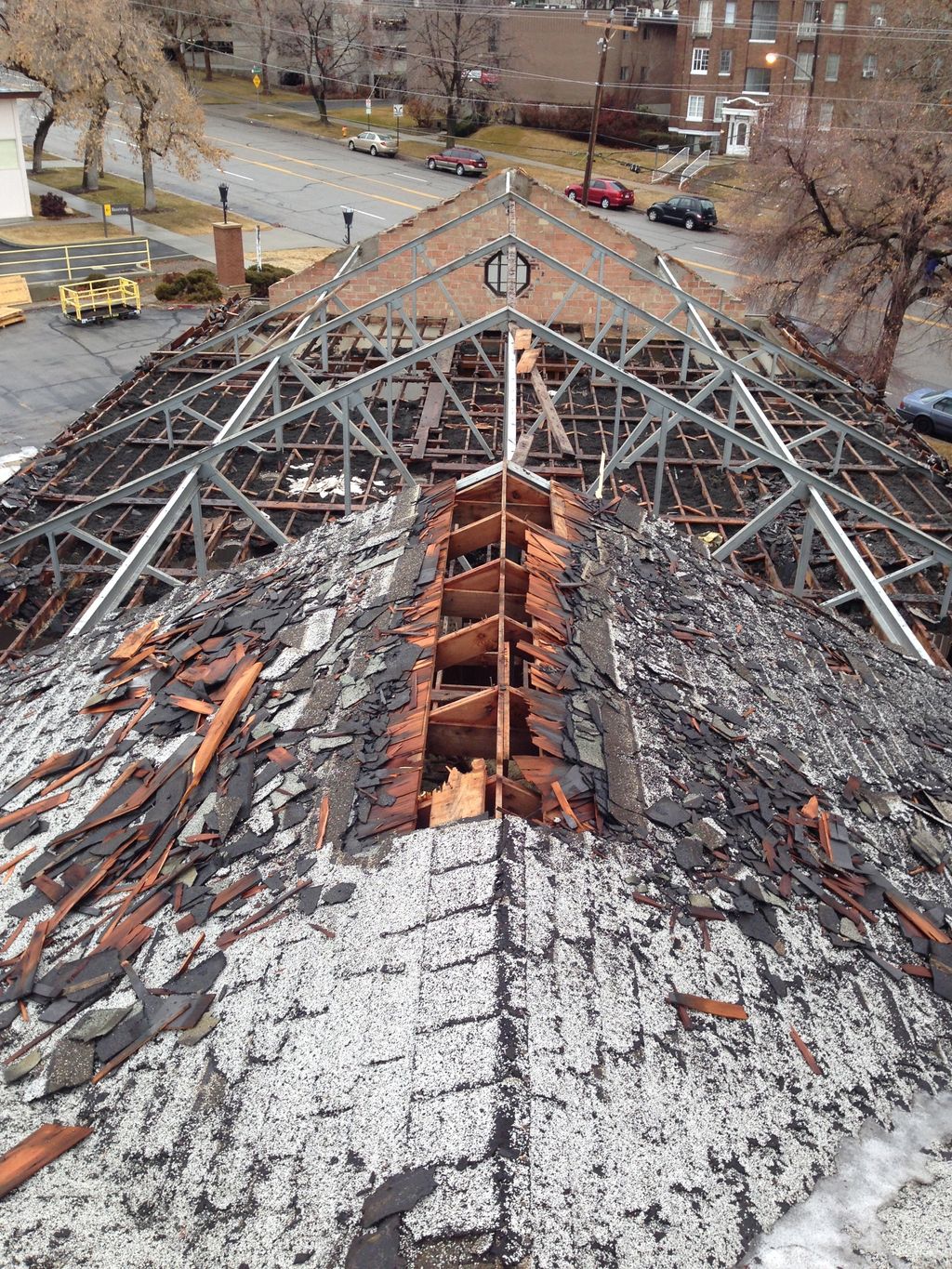 We dismantled the roof of an LDS church in Februar