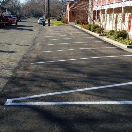 Small parking lot overlay with new stripes