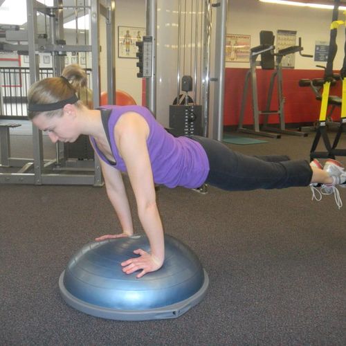 TRX and Bosu at the same time; two for one!