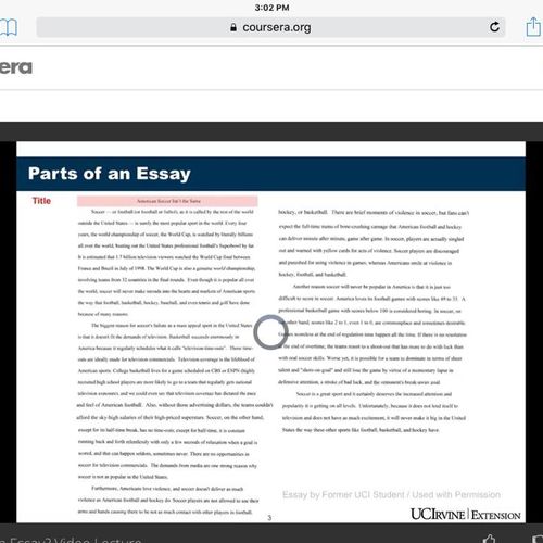 Article on essay writing. Coursera. 06/2016