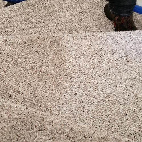 Carpet cleaning stair before and after